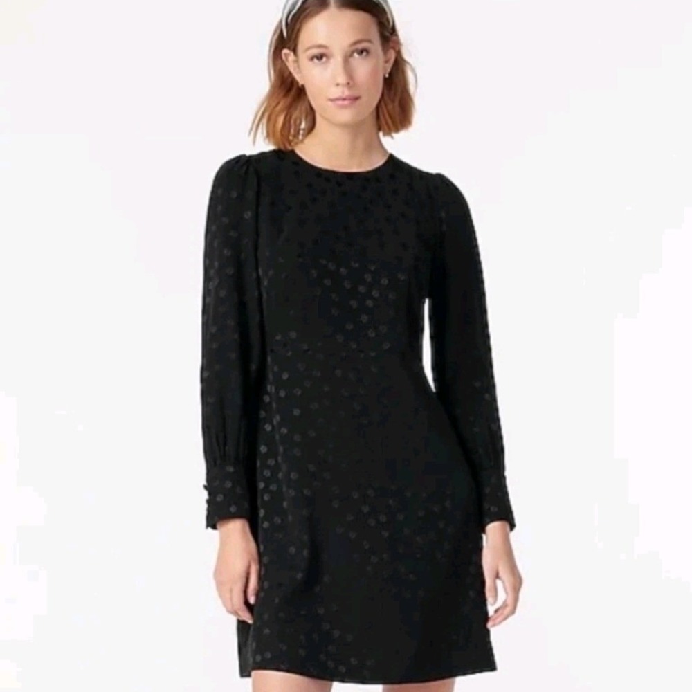 J.Crew Dress 6 Black Polka Dot Jacquard Sleeveless V-Neck Mini AR644 NEW